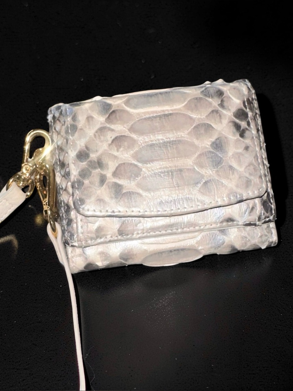 🧡🔥Caprinouve Genuine Python Leather Trifold Compact Crossbody Wallet Bag🔥Pristin